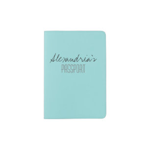 Limpet Shell Aqua Blue Green Solid Color Custom Passport Holder