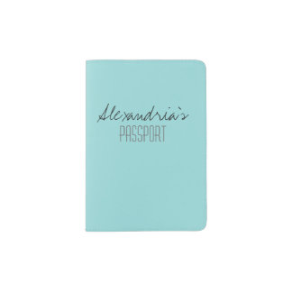 Limpet Shell Aqua Blue Green Solid Color Custom Passport Holder