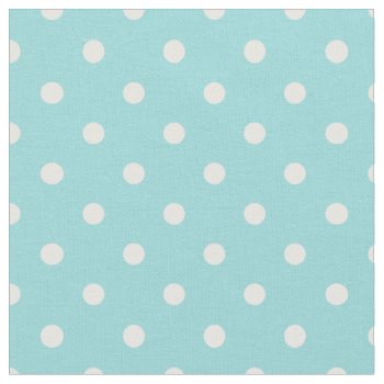 Limpet Shell Aqua & White Polka Dot Fabric by StripyStripes at Zazzle