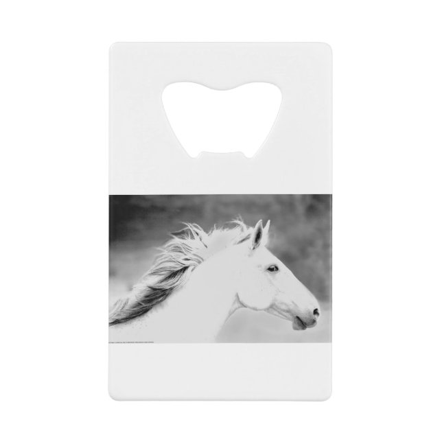 LIN26BW Mane in the Wind.tif Credit Card Bottle Opener (Front)