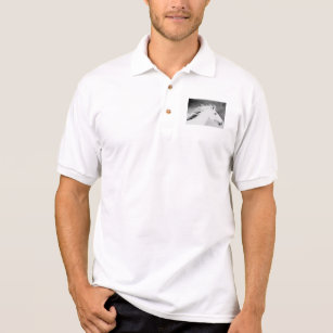 black polo shirt with white horse