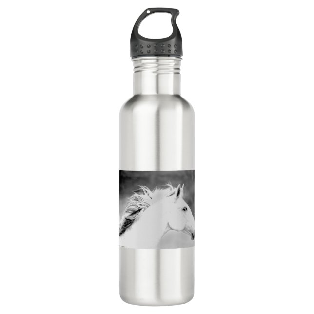 LIN26BW Mane in the Wind.tif Stainless Steel Water Bottle (Front)