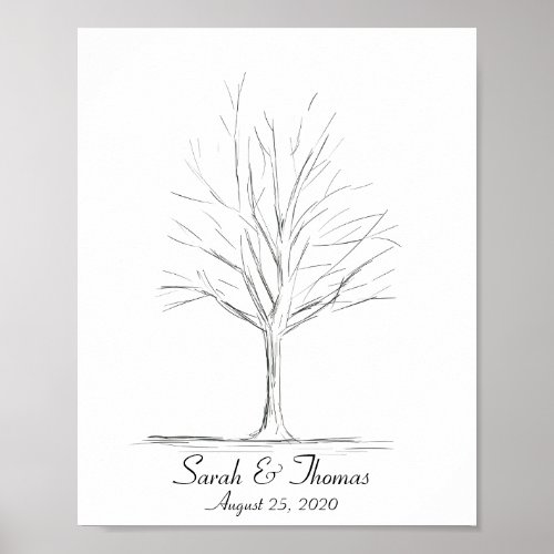 Lin Art Drawing Fingerprint Tree Poster