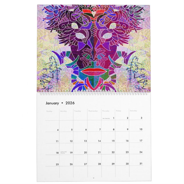 Lin Tarczynski's Maskyrinth Calendar for 2026 (Jan 2026)