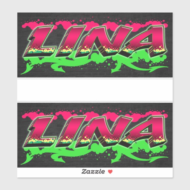 Lina First Name Graffiti Sticker (Sheet)