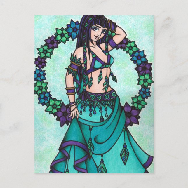 Lina Flower Goddess Belly Dancer Art Postcard (Front)