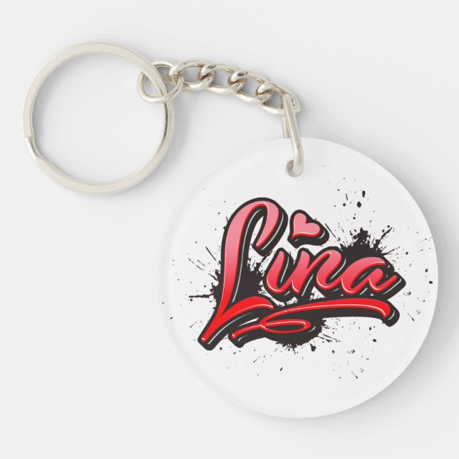 Lina Heart Splash Graffiti Keychain (Front)