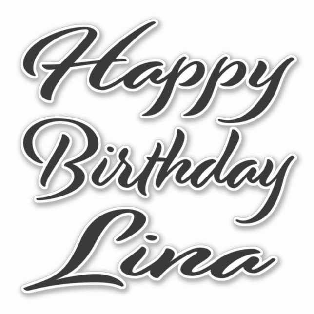 Lina name first name black Sticker birthday (Front)