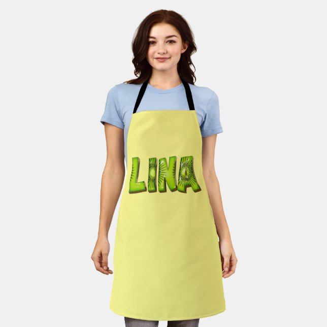Lina Name Kiwi Design Kitchen apron (Worn)