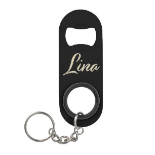 Lina white gold Handwriting key Keychain Bottle Opener