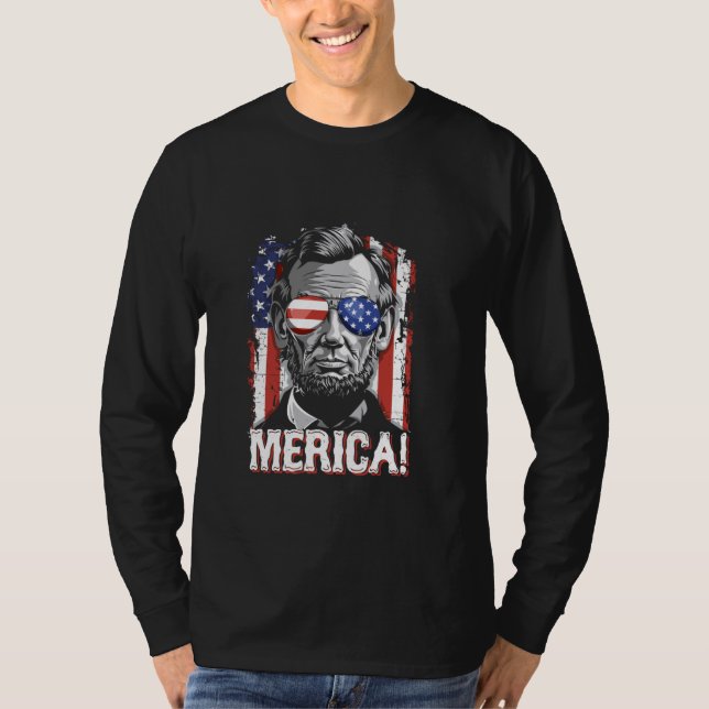 Lincoln 4th Of July Merica Abe Boys Men Women Amer T-Shirt (Front)