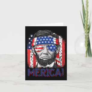 Lincoln 4th Of July Merica Men Women American Flag Card