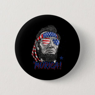 Lincoln 4th Of July Murica Men Women American Flag Button