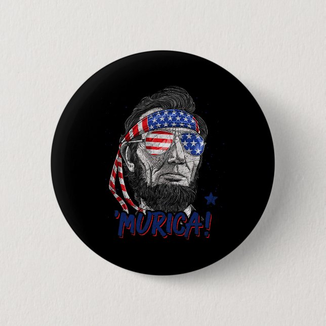 Lincoln 4th Of July Murica Men Women American Flag Button (Front)