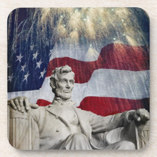 Lincoln and Fireworks Beverage Coaster