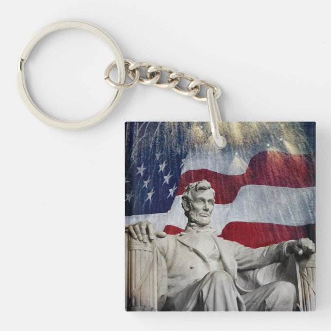 Lincoln and Fireworks Keychain (Front)