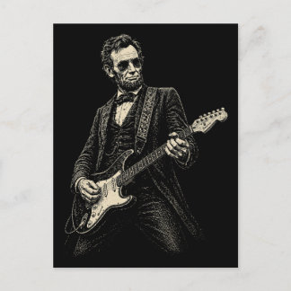 Lincoln Cool Guitarist Vintage Engraving Holiday Postcard