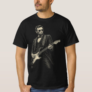 Lincoln Cool Guitarist Vintage Engraving T-Shirt