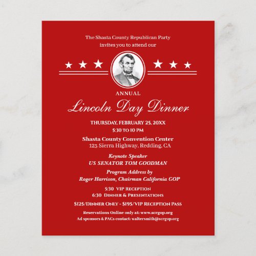 Lincoln Day Dinner Political Fundraiser Invitation