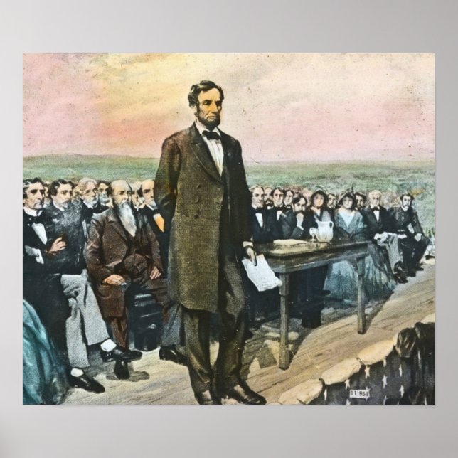 Lincoln delivering the Gettysburg Address Vintage Poster (Front)