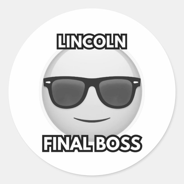 Lincoln Final Boss Cool Emoji Classic Round Sticker (Front)