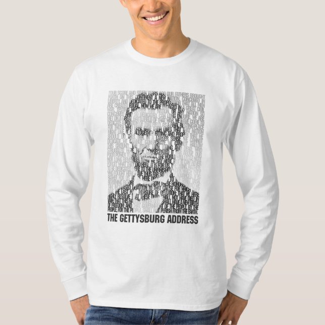 Lincoln/Gettysburg Text Mosaic Long Sleeve Shirt (Front)