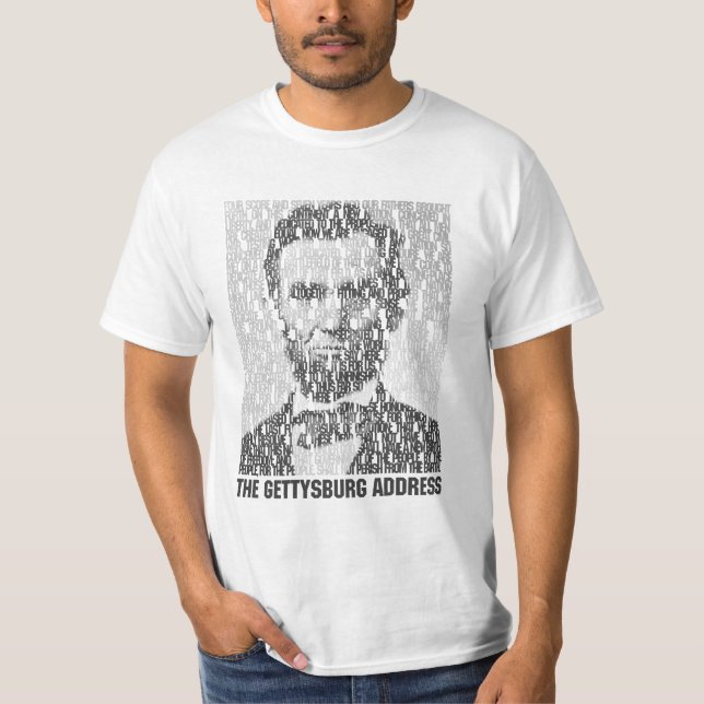 Lincoln/Gettysburg Text Mosaic T-Shirt (Front)