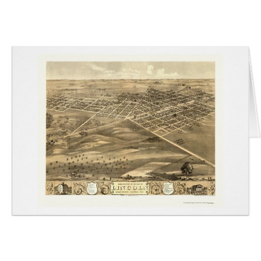 Lincoln, IL Panoramic Map - 1869 Cards (Front Horizontal)