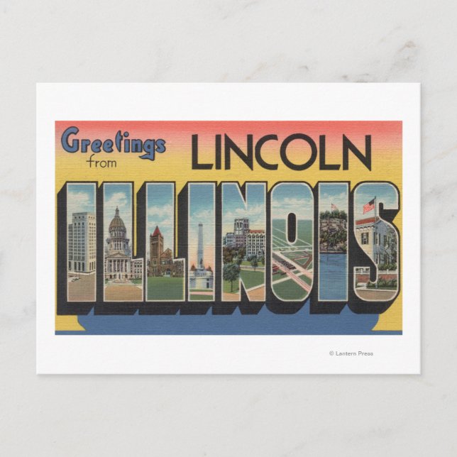 Lincoln, Illinois - Large Letter Scenes Postcard (Front)