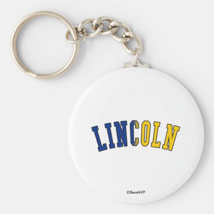 Lincoln in Nebraska State Flag Colors Key Chain