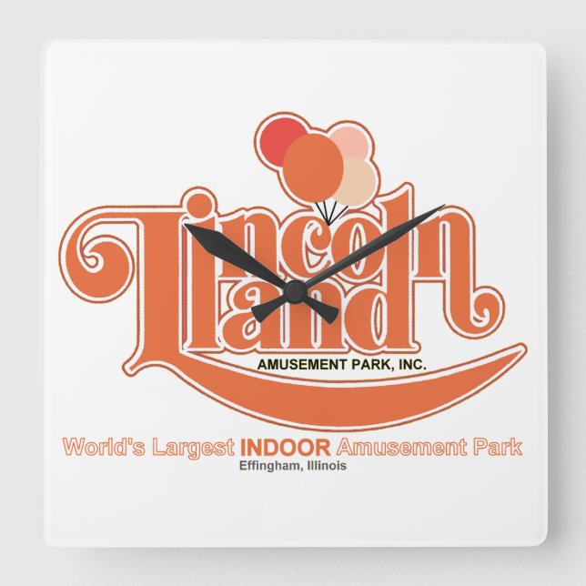 Lincoln Land Amusement Park, Effingham, IL Square Wall Clock (Front)