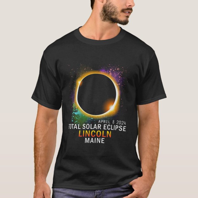 Lincoln Maine Total Solar Eclipse 2024 T-Shirt (Front)