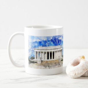 Lincoln Memorial facade in watercolor Coffee Mug