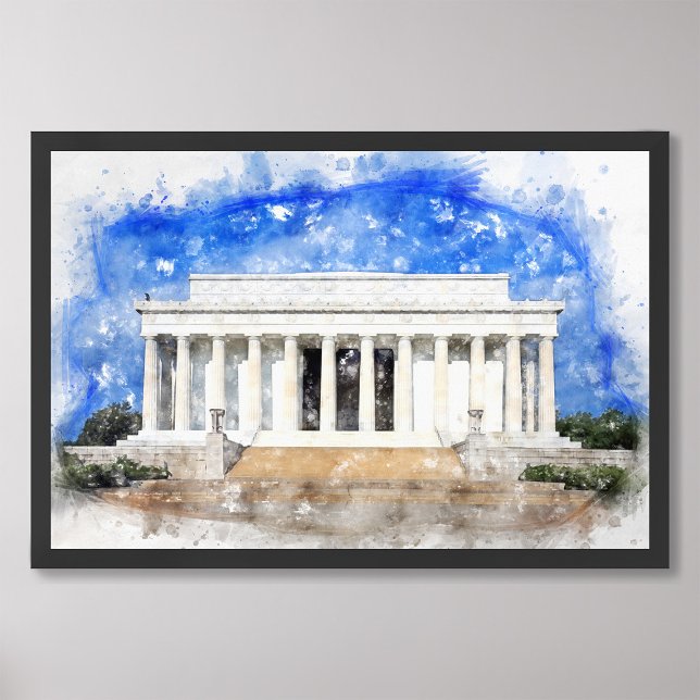 Lincoln Memorial facade in watercolor Photo Print (Creator Uploaded)