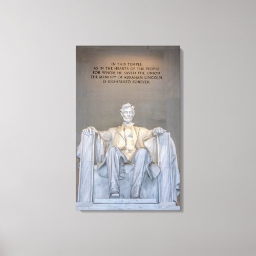 Lincoln Memorial Statue With Quote Inscription Can Canvas Print