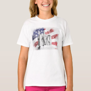 Lincoln Memorial watercolor American flag waving T-Shirt
