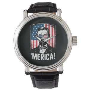 Lincoln Merica 4th Of July American Flag Vintage Watch