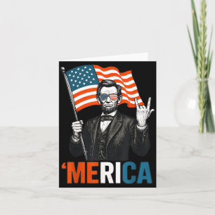 Lincoln Merica Rock Funny 4th Of July American Card