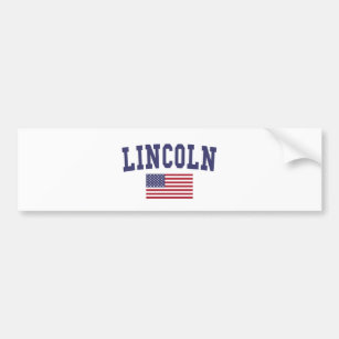 Lincoln NE US Flag Bumper Sticker