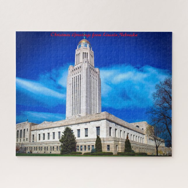 Lincoln Nebraska.Christmas Greetings Jigsaw Puzzle (Horizontal)