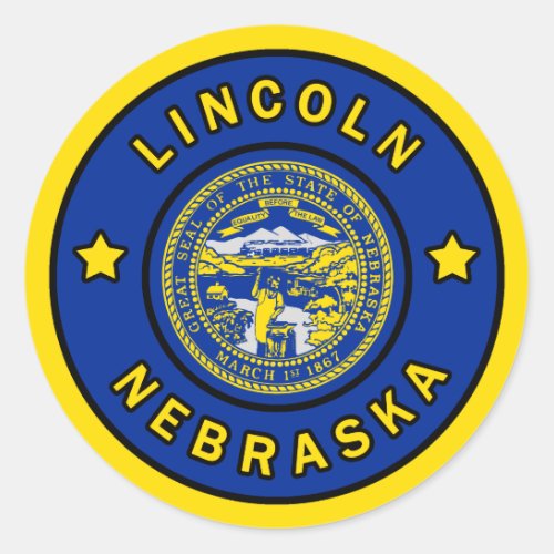 Lincoln Nebraska Classic Round Sticker