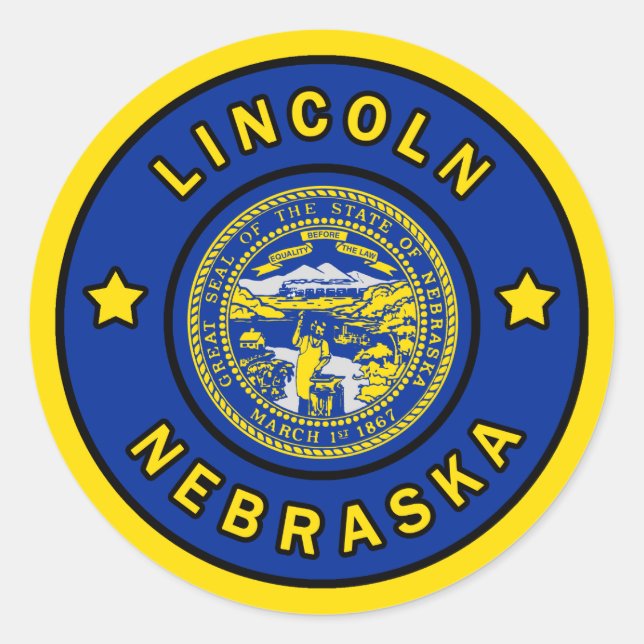 Lincoln Nebraska Classic Round Sticker (Front)