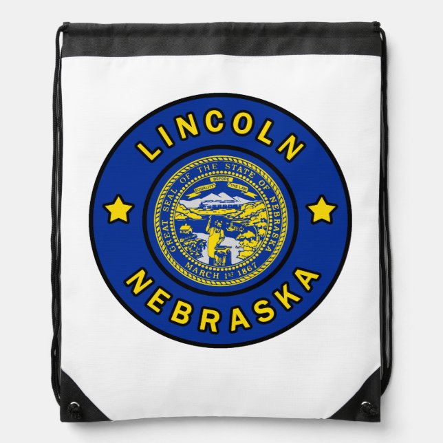 Lincoln Nebraska Drawstring Bag (Front)