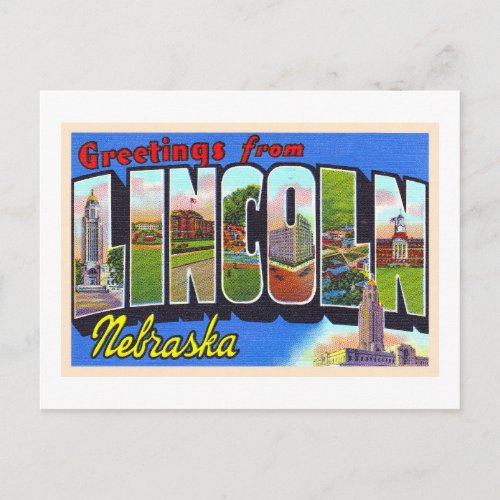 Lincoln Nebraska NE Vintage Large Letter Postcard