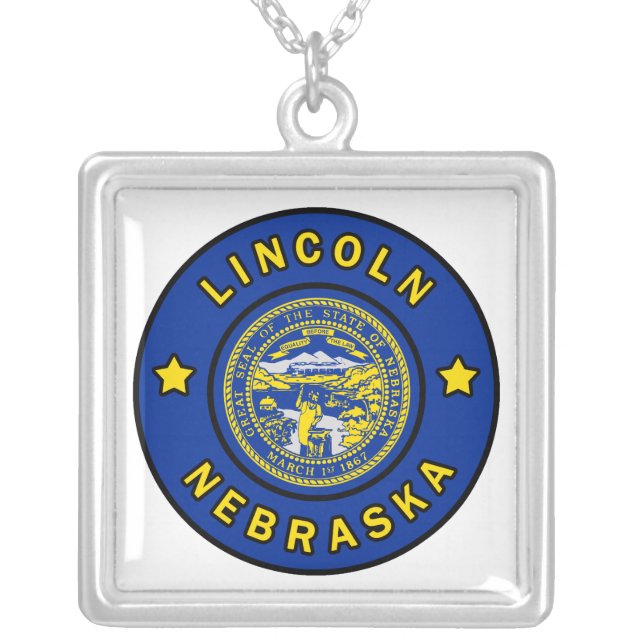 Lincoln Nebraska Silver Plated Necklace (Front)