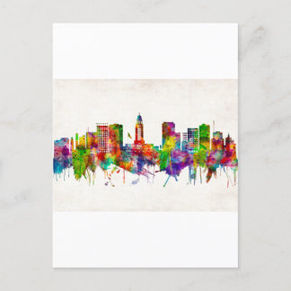 Lincoln Nebraska Skyline Holiday Postcard