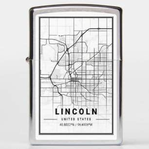 Lincoln Nebraska USA City Travel City Map Zippo Lighter