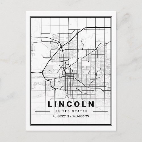 Lincoln Nebraska USA Travel City Map Postcard