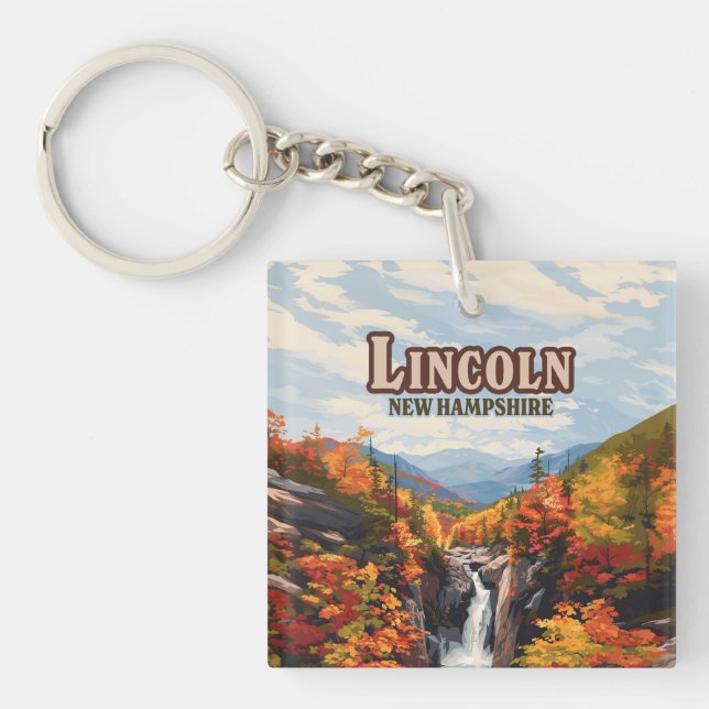 Lincoln New Hampshire Franconia Falls Autumn Keychain (Front)