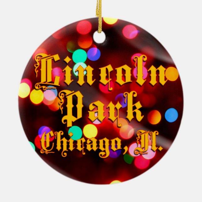 Lincoln Park Chicago Lights Circle Ornament (Back)